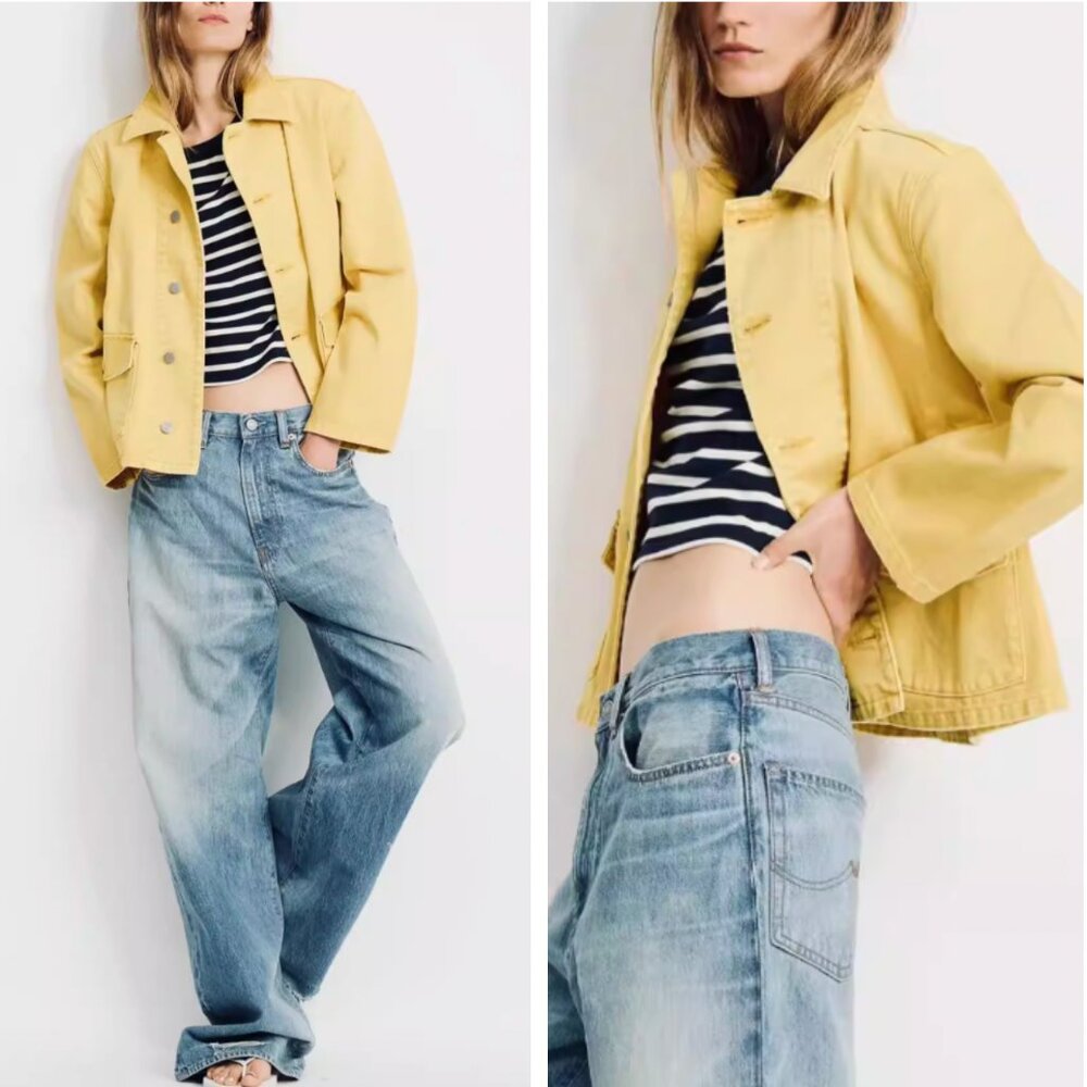 NWT Denimist Grace Denim Work Jacket Medium Vibrant Yellow
